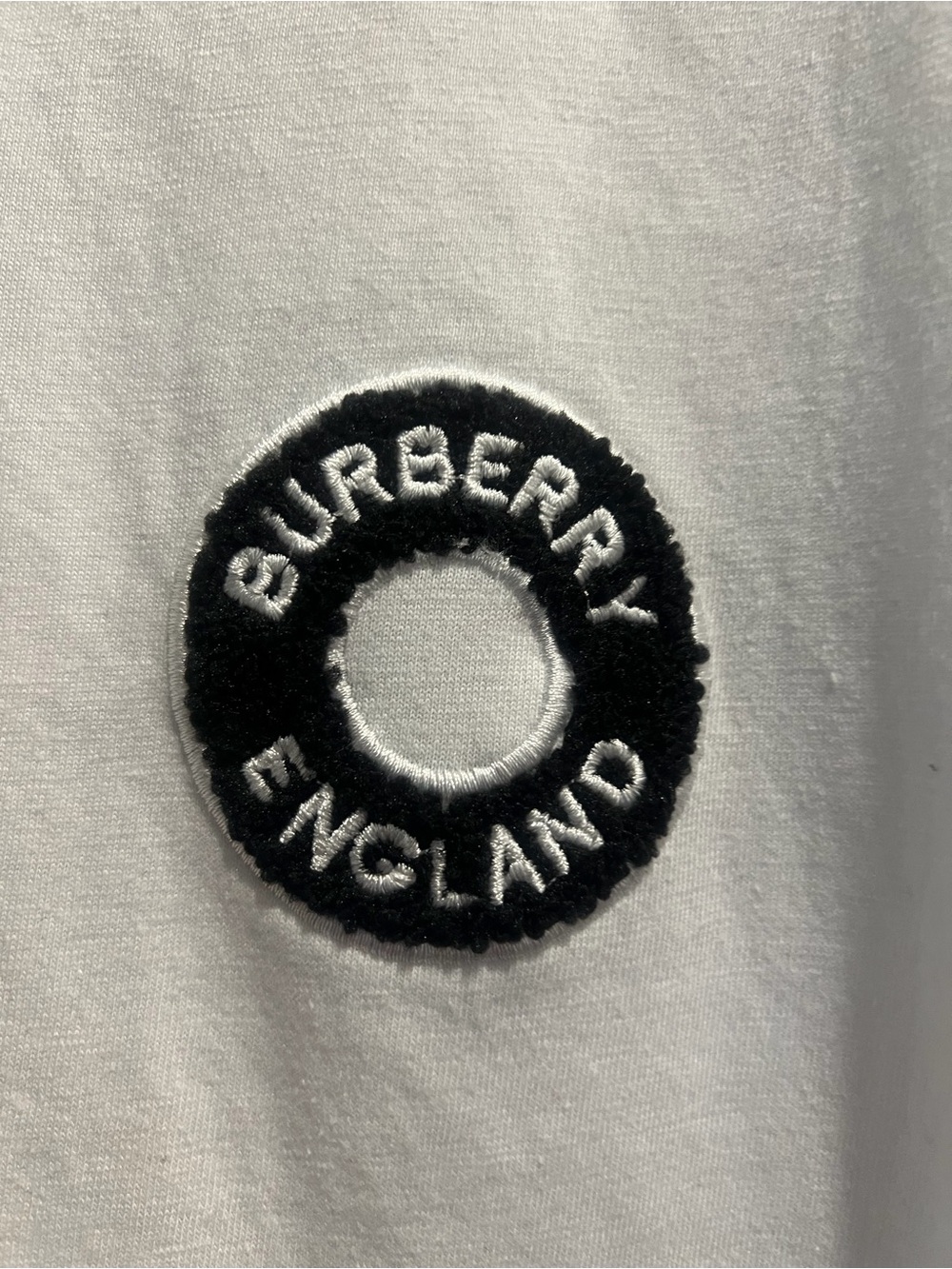 Burberry White Short Sleeve Tee with Black Circular Logo - Picture 6 of 8